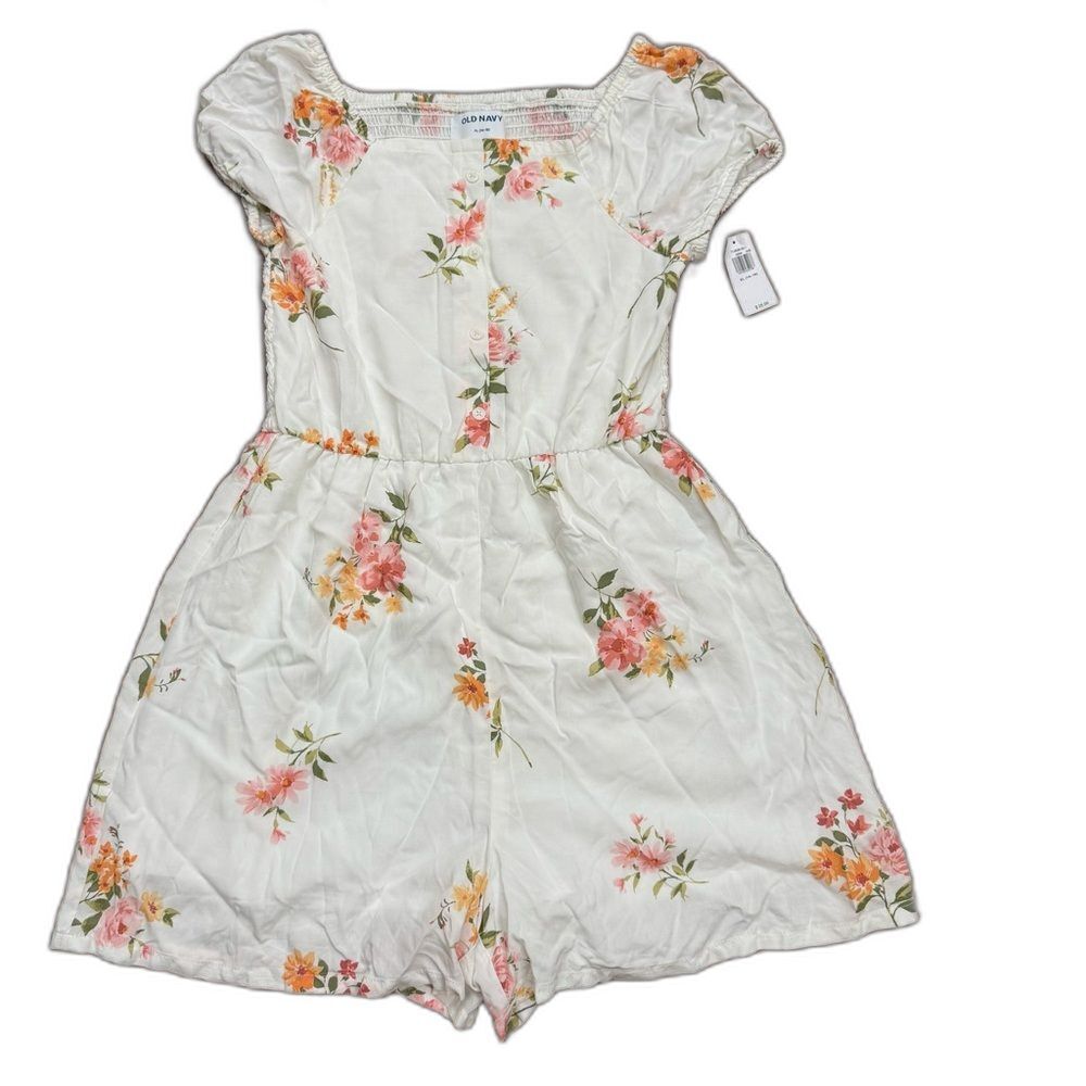 Old Navy Girls Romper Floral Square-Neck Flowy Elastic Back Sz XL 14/16 NWT